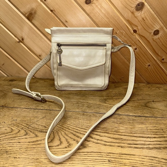 90's Y2K Fossil‎ Cream Pebbled Leather Crossbody Purse Bag | 75082 - Picture 1 of 10